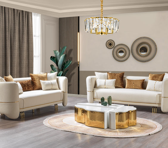 Helena Ivory Velvet Sofa 94
