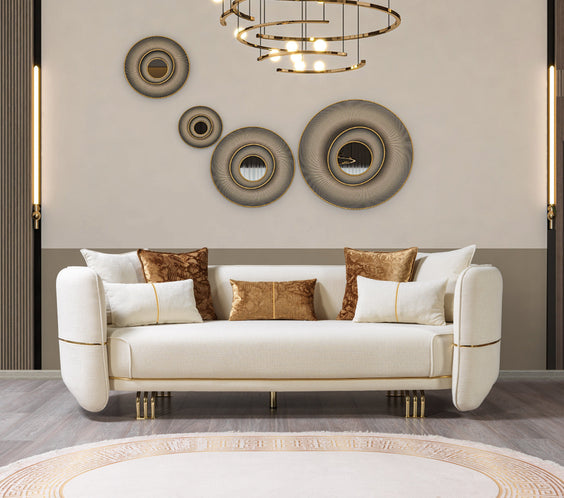 Helena Ivory Velvet Sofa 94