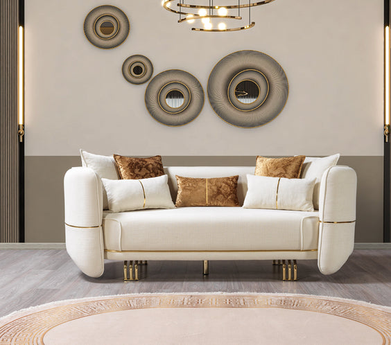 Helena Ivory Velvet Sofa 94
