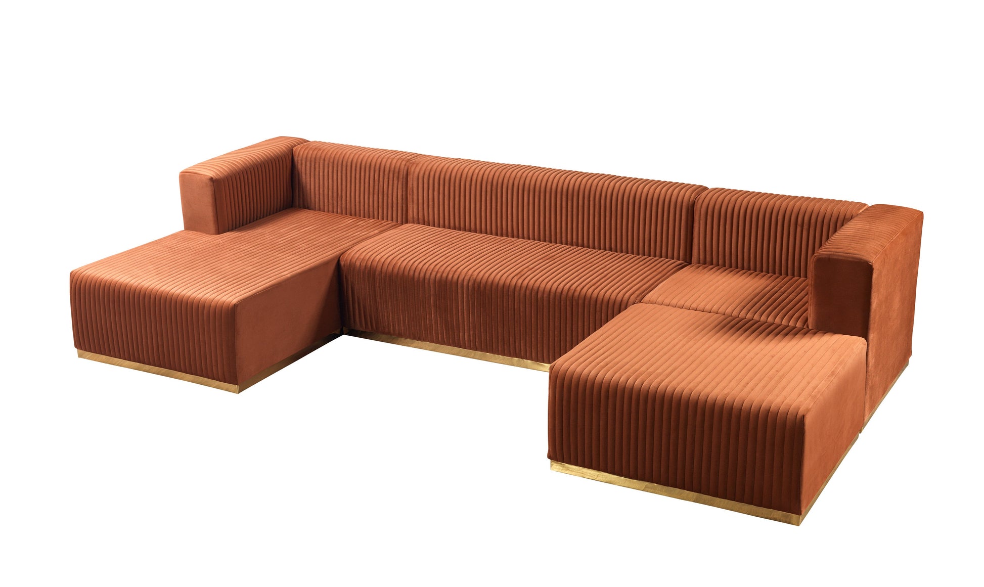 Juliana Orange Velvet 4-Piece 140" Sectional