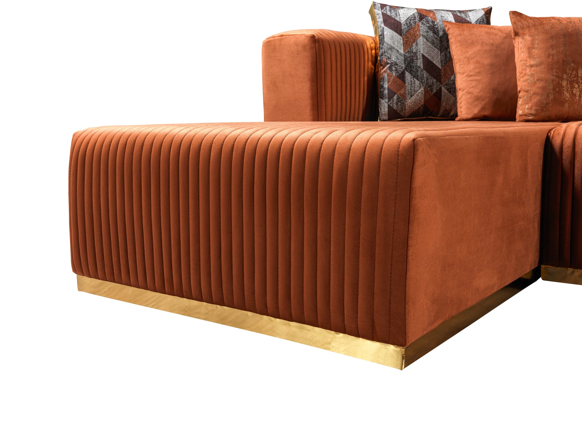 Juliana Orange Velvet 4-Piece 140" Sectional