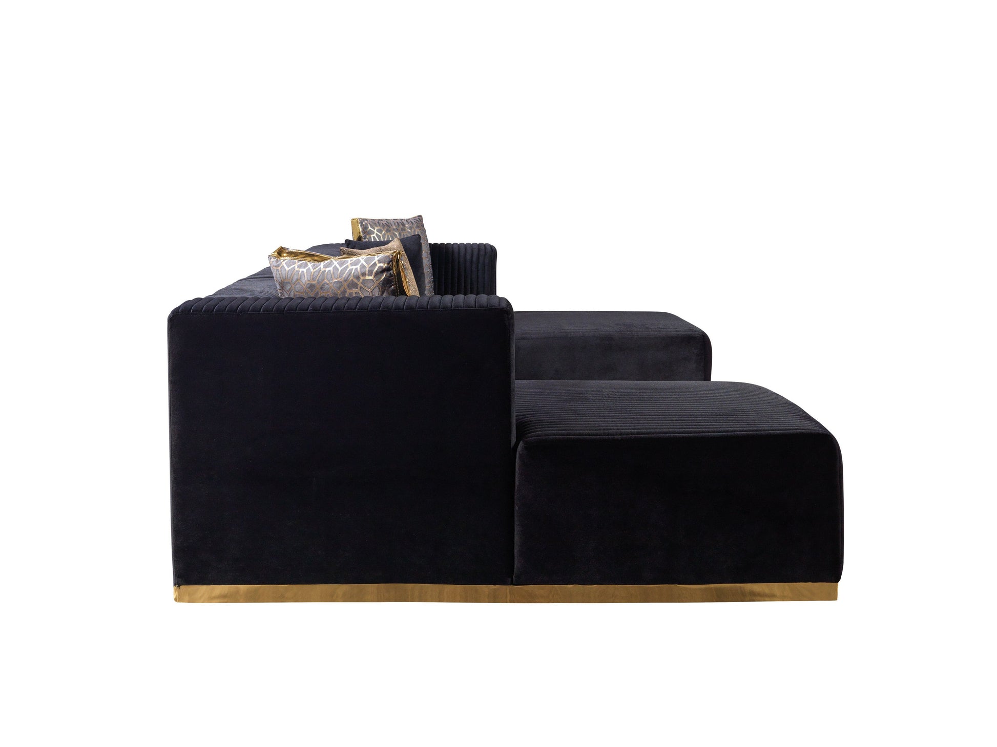 Juliana Black Velvet 4-Piece 140" Sectional