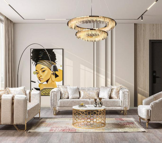 Santana Ivory Velvet Sofa 89