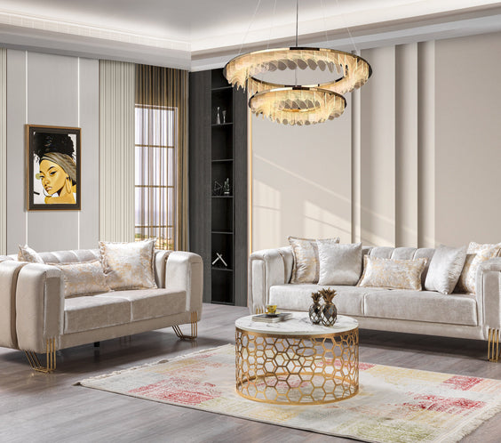 Santana Ivory Velvet Sofa 89