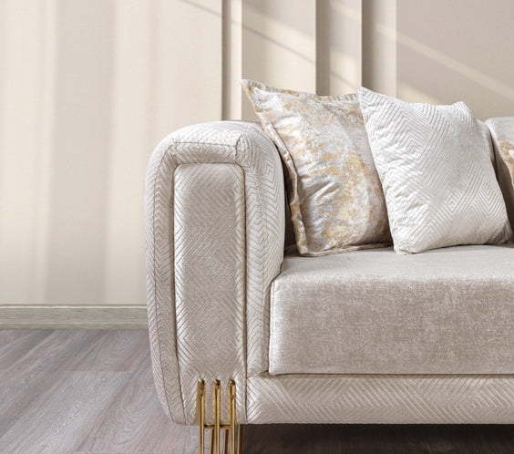 Santana Ivory Velvet Sofa 89