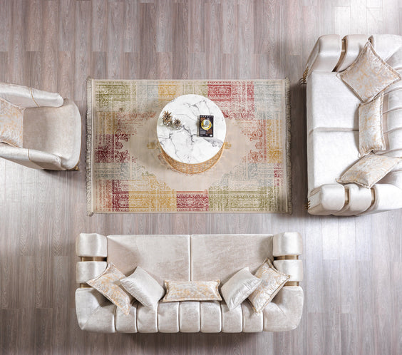 Santana Ivory Velvet Sofa 89