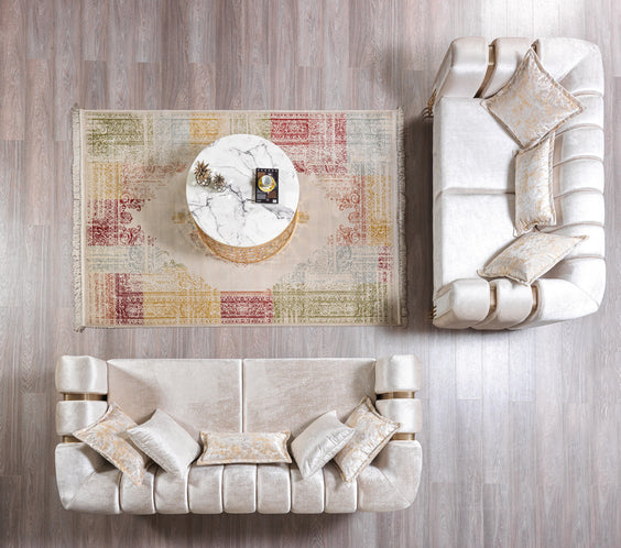 Santana Ivory Velvet Sofa 89