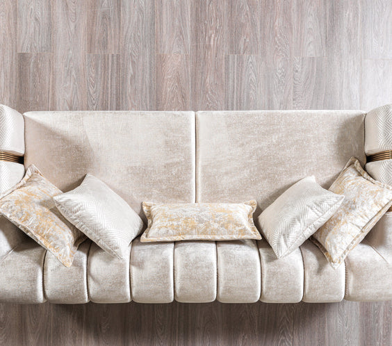 Santana Ivory Velvet Sofa 89