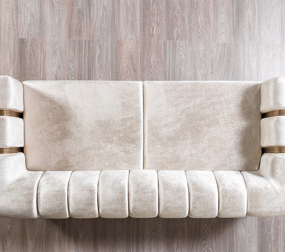 Santana Ivory Velvet Sofa 89