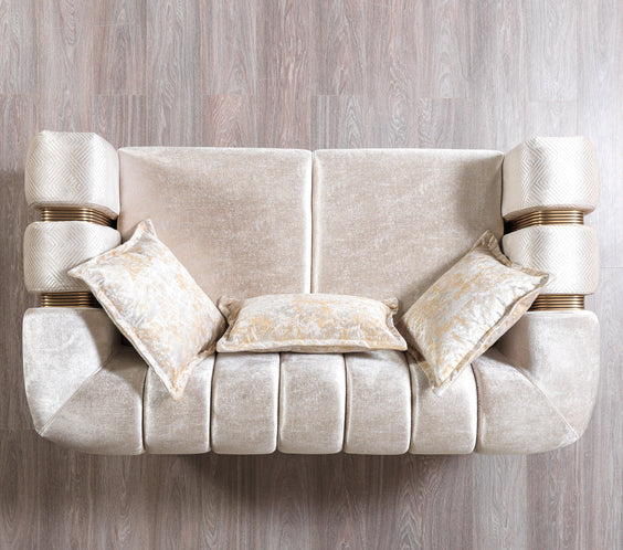 Santana Ivory Velvet Sofa 89