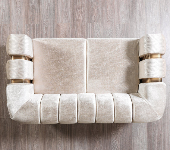 Santana Ivory Velvet Sofa 89