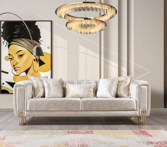 Santana Ivory Velvet Sofa 89