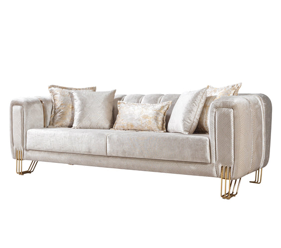 Santana Ivory Velvet Sofa 89