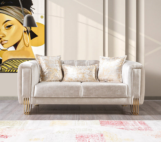 Santana Ivory Velvet Sofa 89