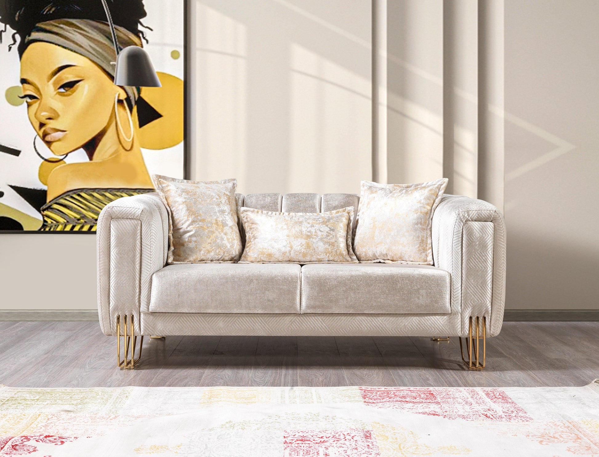 Santana Ivory Velvet Sofa 89" & Loveseat 69" [ETA: 9/10]