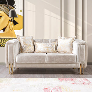 Santana Ivory Velvet Sofa 89