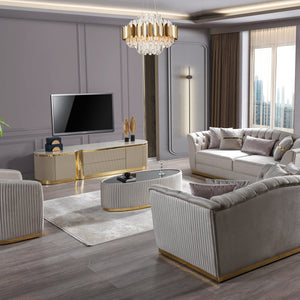 Milena Ivory Velvet Sofa  & Loveseat