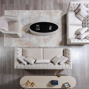 Milena Ivory Velvet Sofa  & Loveseat