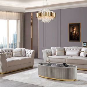 Milena Ivory Velvet Sofa  & Loveseat