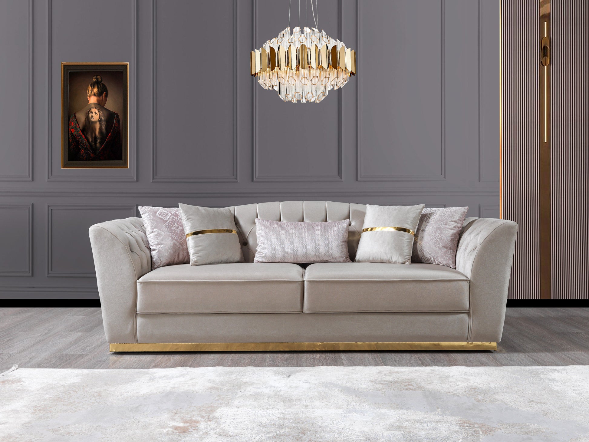 Milena Ivory Velvet Sofa  & Loveseat