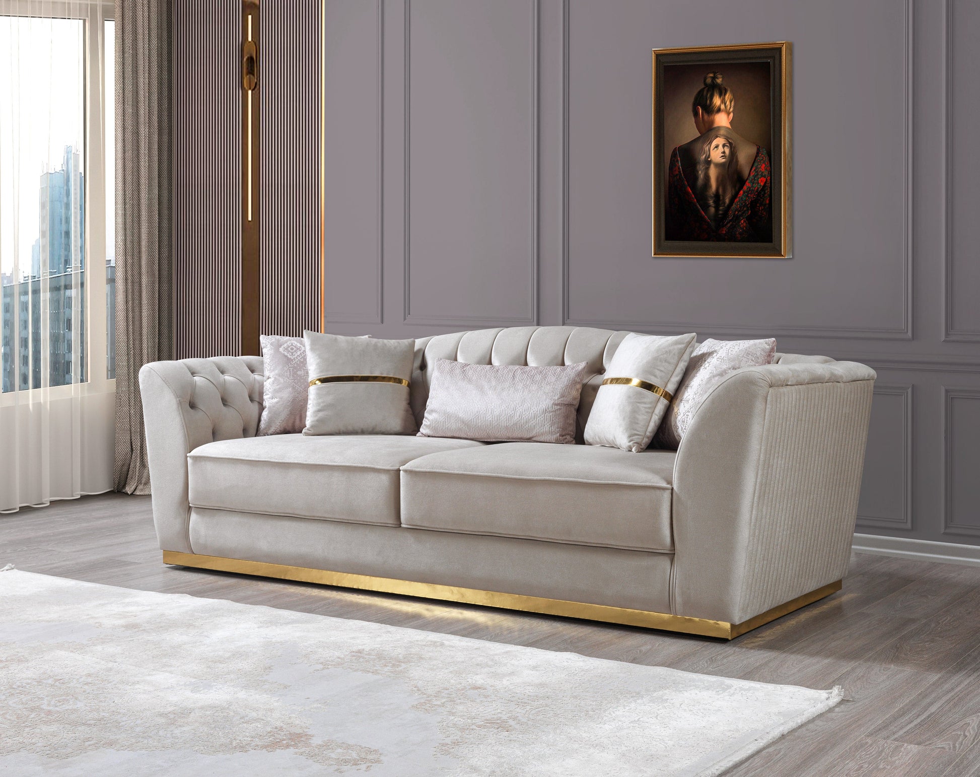 Milena Ivory Velvet Sofa  & Loveseat