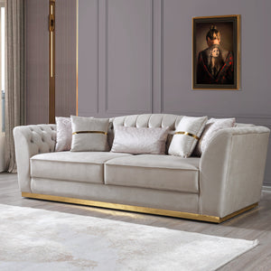 Milena Ivory Velvet Sofa  & Loveseat