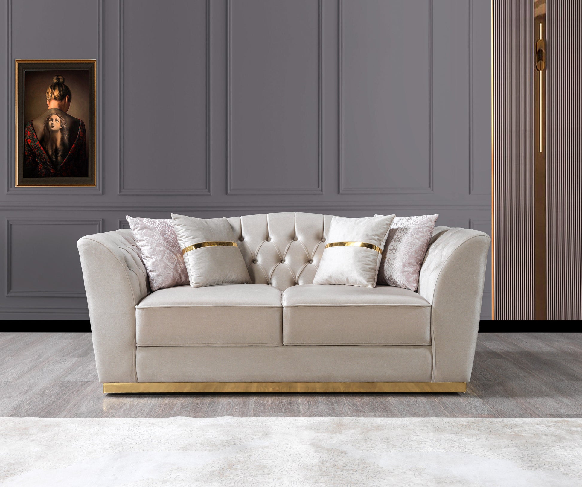 Milena Ivory Velvet Sofa  & Loveseat