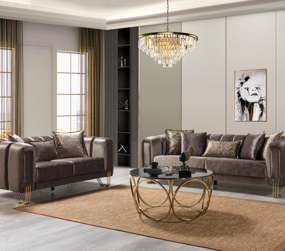 Santana Coffee Velvet Sofa 89