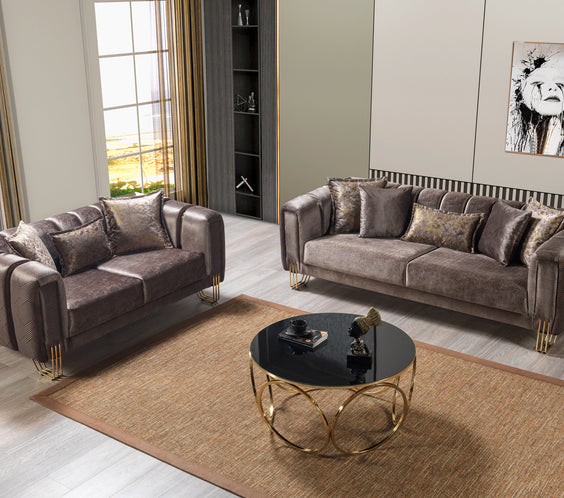 Santana Coffee Velvet Sofa 89