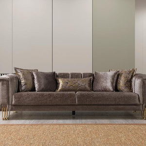 Santana Coffee Velvet Sofa