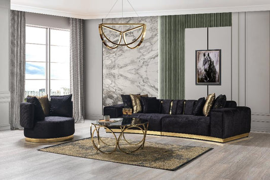 Michelle Black Velvet Curved 118" Sectional