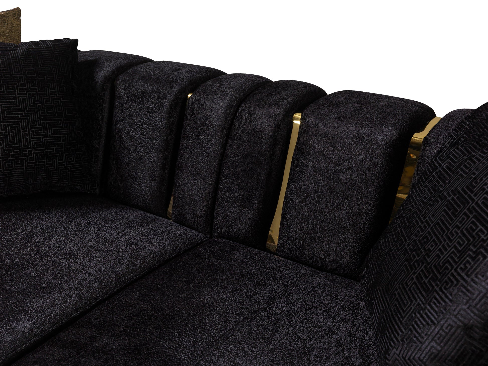 Michelle Black Velvet Curved 118" Sectional