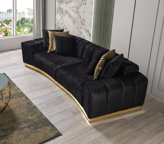 Michelle Black Velvet Curved 118