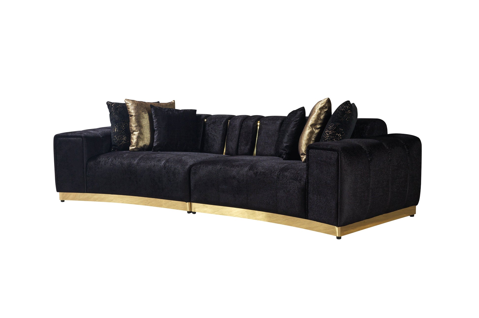 Michelle Black Velvet Curved 118" Sectional