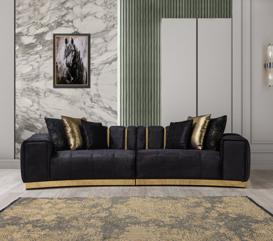 Michelle Black Velvet Curved 118