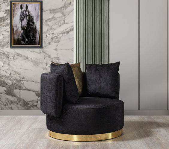 Michelle Black Velvet Curved 118