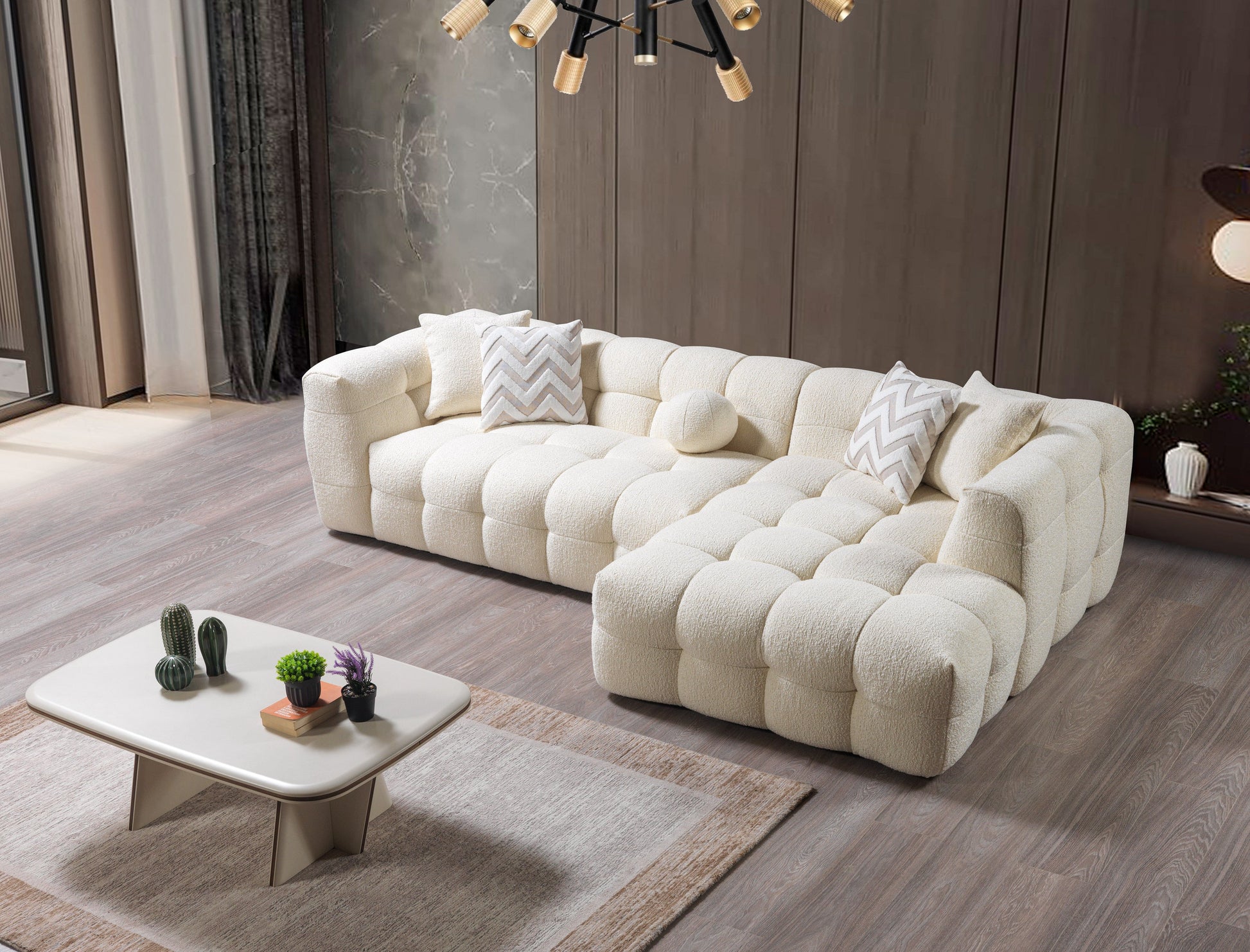 Ivy Ivory Boucle RAF 110" Sectional [ETA: 9/30]