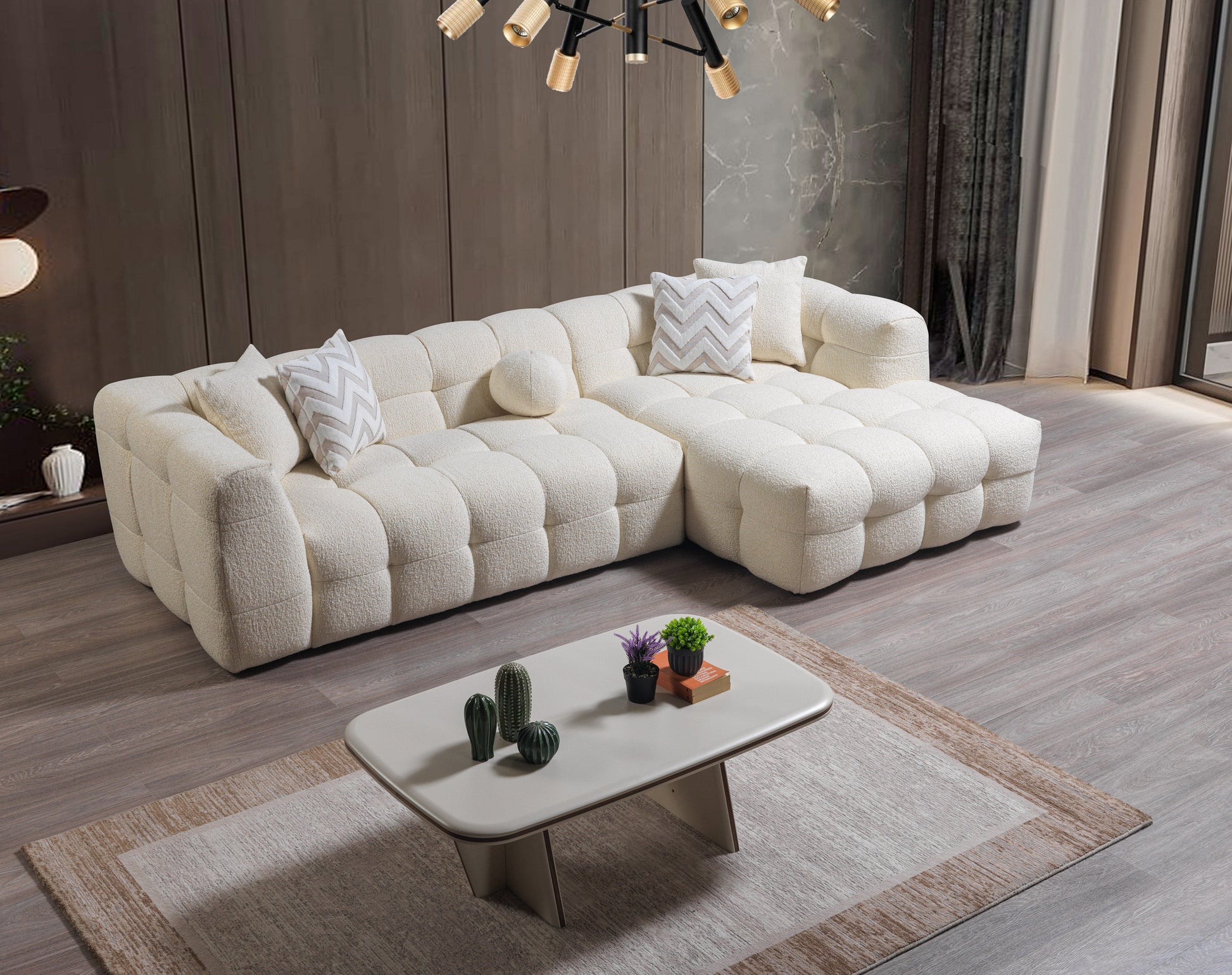 Ivy Ivory Boucle RAF 110" Sectional [ETA: 9/30]