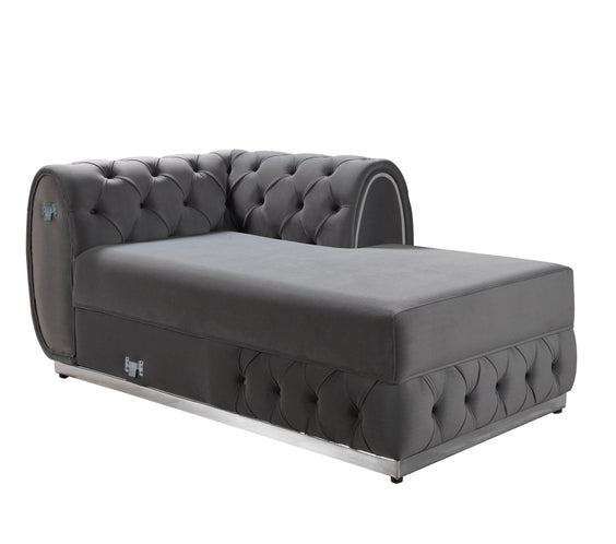 Jessie Gray Velvet  Double Chaise 138