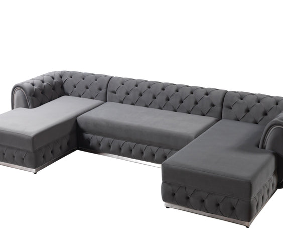 Jessie Gray Velvet  Double Chaise 138
