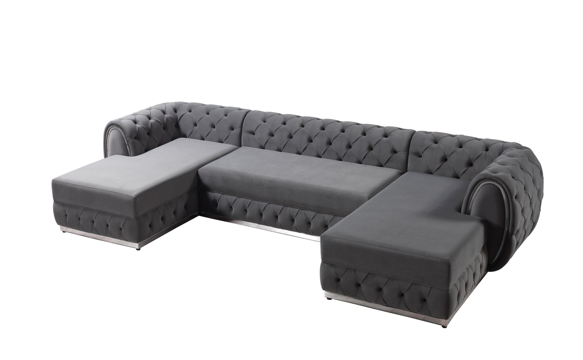 Jessie Gray Velvet  Double Chaise 138" Sectional