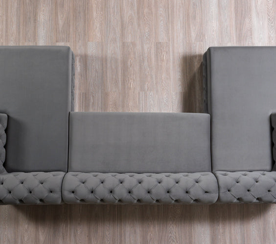 Jessie Gray Velvet  Double Chaise 138
