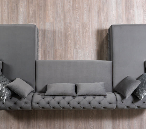 Jessie Gray Velvet  Double Chaise 138