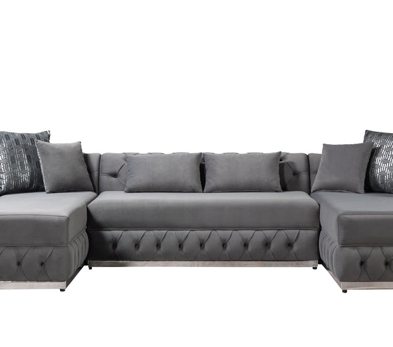 Jessie Gray Velvet  Double Chaise 138