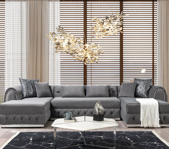 Jessie Gray Velvet  Double Chaise 138