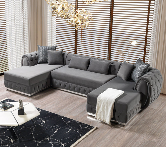 Jessie Gray Velvet  Double Chaise 138
