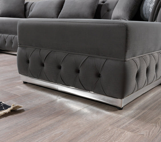 Jessie Gray Velvet  Double Chaise 138
