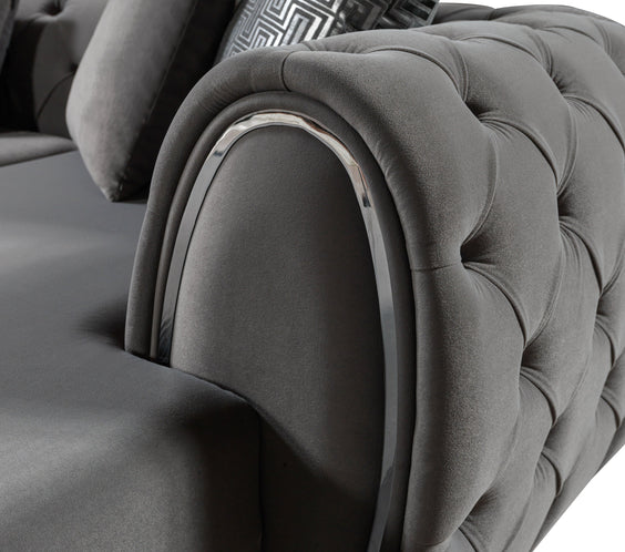 Jessie Gray Velvet  Double Chaise 138