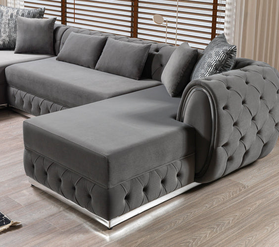 Jessie Gray Velvet  Double Chaise 138
