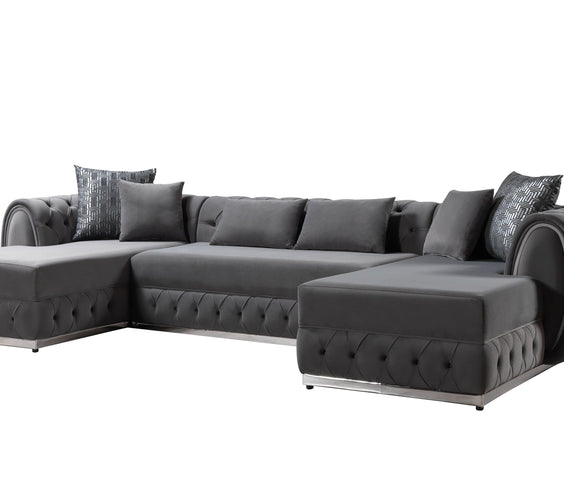 Jessie Gray Velvet  Double Chaise 138